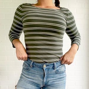 Dusty Olive Green 3/4 Length Sleeve Top